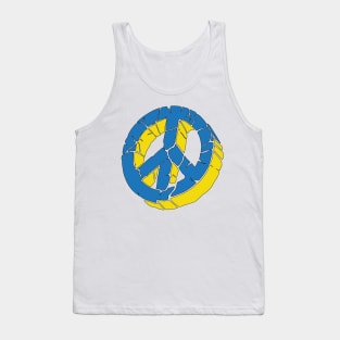 Blue and Yellow Peace Sign Ukraine Flag Colors Peace Symbol Tank Top